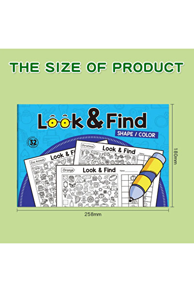 Choice 32 Pages Kids Drawing Notebook Look & Find Shape Game Enhance Visual P...