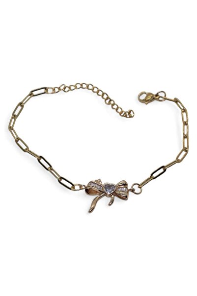 NKIE JEWELS سوار من الفولاذ بسلسلة مشبك على شكل قلب ذهبي اللون - 3670