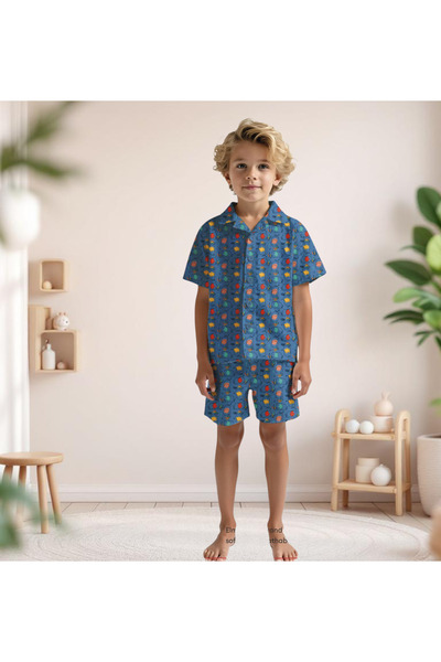 zahider Момчешки летен пижамен комплект от 95% памук и спандекс, изработен от...