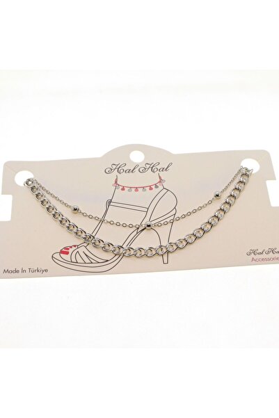 NKIE JEWELS خلخال سلسلة على شكل كرة فضية اللون على شكل ثعلب قديم - 1818