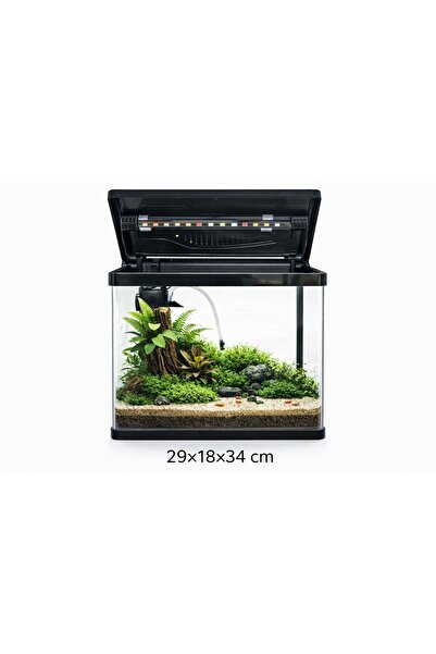 MACRO SİYAH RENK MİNİ İTHAL AKVARYUM 29*18*34 OTOMATIK FILTRE SISTEMLI+ISIK