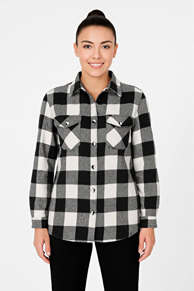 HAZEGO Long sleeve lumberjack shirt - black
