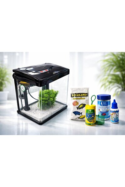 MACRO SİYAH RENK İTHAL AKVARYUM 38*23*39 İTHAL LAMBA+FİLTRE+BASLANGIC SETİ HE...