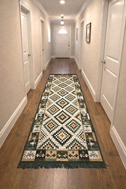 OEM Traditional carpet, double-sided, size 80×200 cm, green-beige