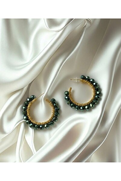 Accessories Yeşil taşlı küpe