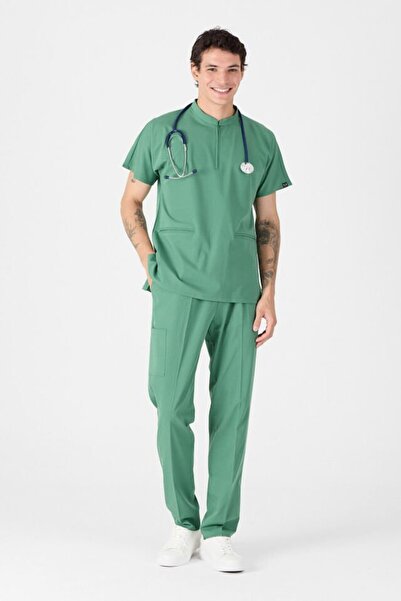 Owlet Medikal Stretch Fabric Grass Green Judge Collar Scrubs