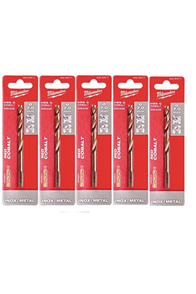 Milwaukee Set 5 burghie pentru metal HSS Cobalt, DIN338, Ø7.0mm