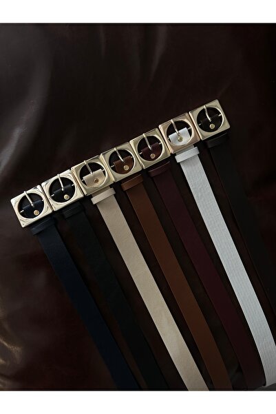 LİA KEMER Curea de talie pentru femei, cu cataramă aurie, accesoriu pătrat, 7...