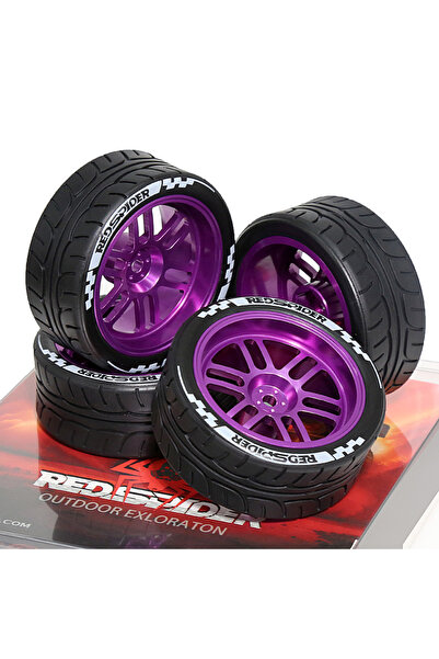 Choice 4pcs Purple 1/10 RC Racing Wheels Tires Metal Wheel Rims Hub12mm Hex f...