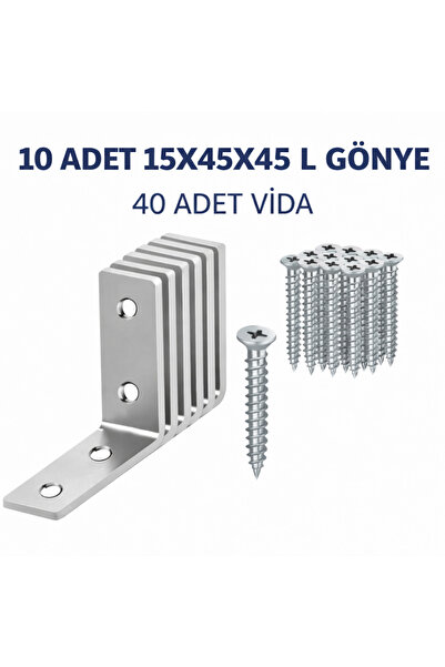DESIPHON 10 Adet 15x45x45mm Metal L Köşe Bağlantı Gönyesi | Mobilya Dolap Sab...