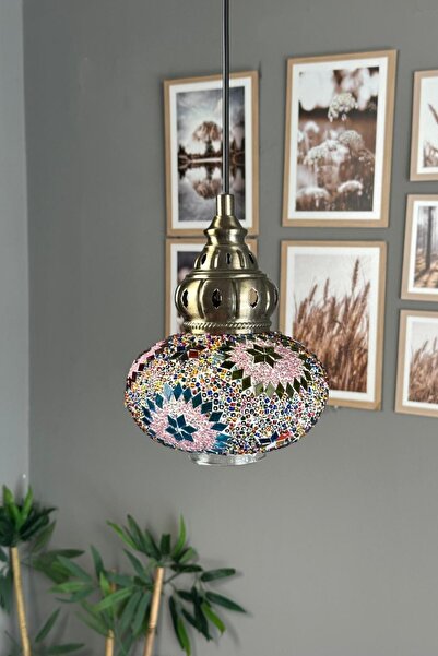 Bamyum Noura Mozaik-C Cam Tekli Avize Eskitme King Başlık Retro Sarkıt Lamba ...