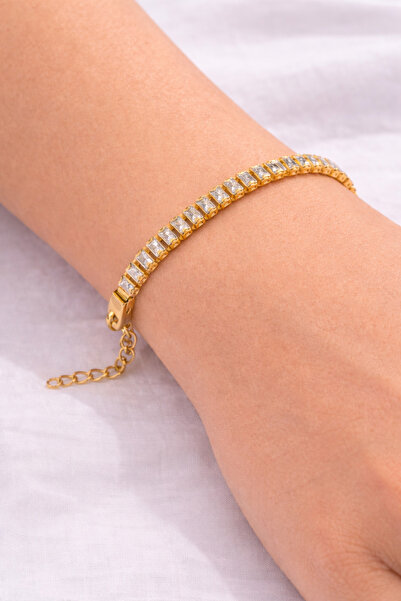 femline سوار نسائي من حجر الباجيت بلون ذهبي على شكل مسار مائي