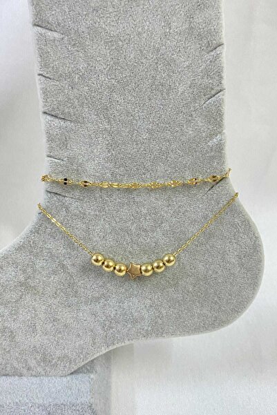 NKIE JEWELS خلخال ذهبي اللون غلوب ستار موديل سنغافورة وسلسلة SF من الفولاذ - ...