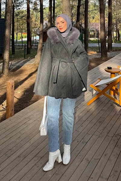 lamelif Hooded Poncho Anthracite