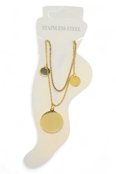 NKIE JEWELS سلسلة قدم من الفولاذ باللون الذهبي Sf Big Flake 2 Small Flake - 3487