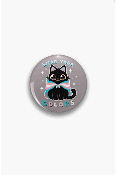 fırsatlar diyarı Wear Your Colors Transgender Pride Flag Cat Buton Rozet