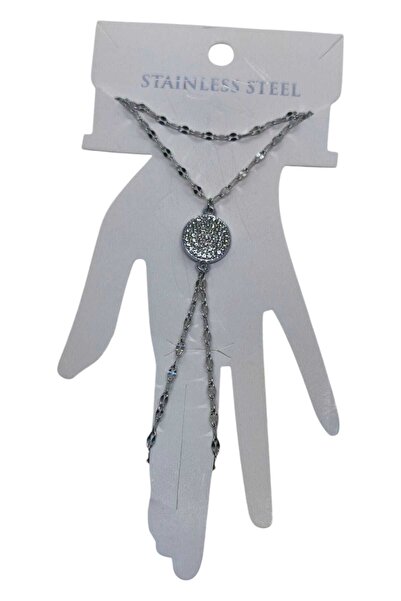 NKIE JEWELS Silver Color White Stone Round Steel Shahmeran - 3558