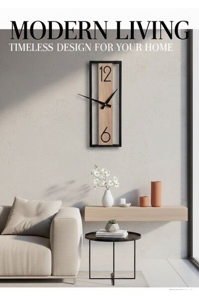 Kaplan Teknolojileri Ahşap Modern Saat Dekoratif Duvar Saati Siyah Modena 6mm...