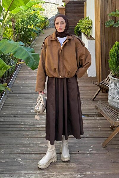 lamelif Scuba Suede Coat Camel