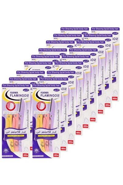 Feather -Flamingo Pack Of 18 Facial Touch-Up Razor Multicolour