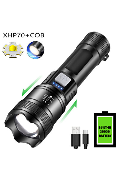 Heinast مصباح يدوي قوي P70 P50 مزود بشاشة عرض رقمية للطاقة، قابل للتكبير والت...