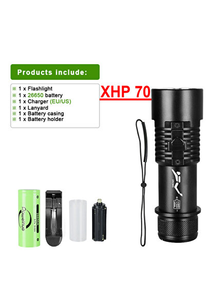 Choice HQ306-26650 Diving flashlight charging strong light XHP70 focus long f...
