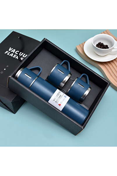 Choice علبة هدايا زرقاء سعة 500 مل، ترمس من الفولاذ المقاوم للصدأ سعة 500 مل،...