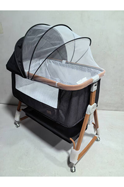 Baby love Babylove Wooden-Style Baby Cradle with Mosquito Net Dark Grey 33-C9...