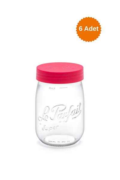 Le Parfait Color Vis Glass Jar 1L Red (6 Pieces)