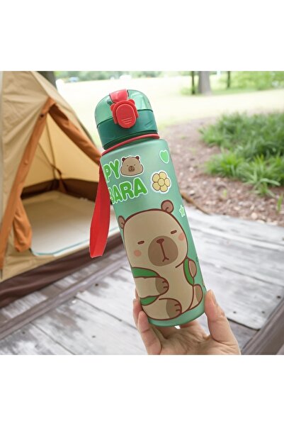 Choice Green 750ml Cute Cartoon Capybara Water Bottle Leakproof Plastic Straw...