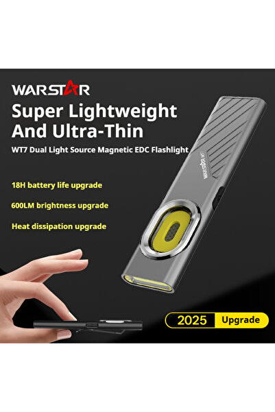 Choice مصباح يدوي رمادي وارستار ثنائي الإضاءة مغناطيسي فائق النحافة بتقنية T7...