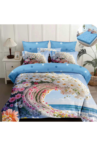 OEM Bed linen with elastic 180x200 for double bed 2 people, 4 pieces, DREAM-0733