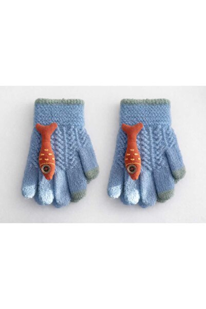 gigigiyim Fish Patterned Knitted Unisex Children's Gloves