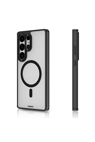 Youngkit Galaxy S25 Ultra Kılıf M-safe Özellikli Cam Arka Yüzey TPU Gemstone ...