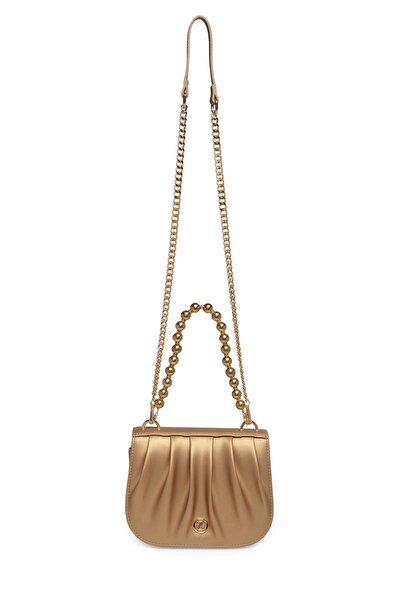 Zühre Gold Hand and Shoulder Bag with Chain Strap and Bead Detail Z0030