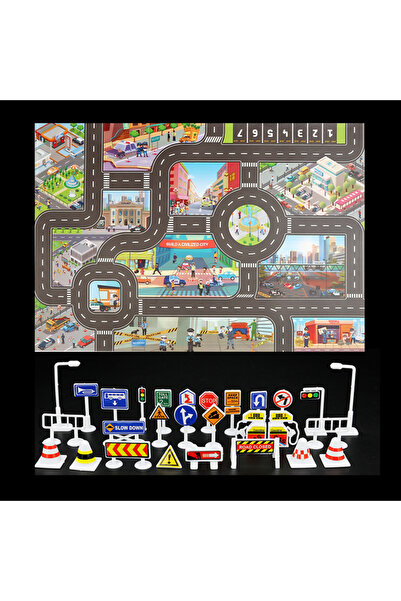 Choice سجادة لعب للأطفال من جينغ تشا، مقاس 28 لترًا، بتصميم خريطة طرق مرور ال...
