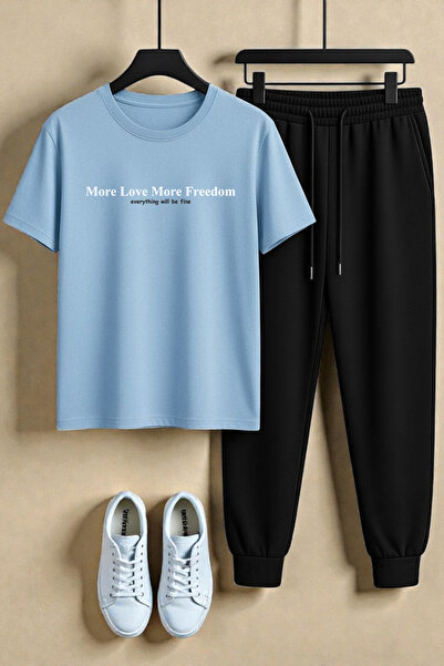 uyguntarz Unisex More Love More Freedom Design Printed T-Shirt - 2-Piece Trac...