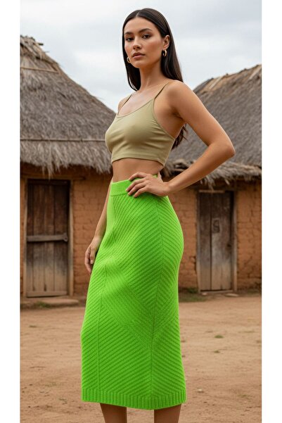Gönülden Tasarım Knitwear Patterned Women's Pencil Skirt Standard