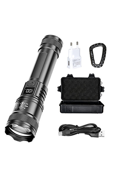 Choice مصباح يدوي LED قابل لإعادة الشحن مزود ببطارية مدمجة، قابل للتكبير والت...