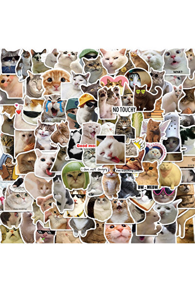 BANDAI 100PCS 100Pcs Funny Kawaii Cat Stickers for Laptop Scrapbook Korean De...