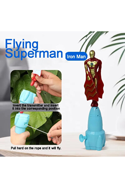 Miniso Iron Man Marvel Flying Toy Spiderman Iron Man Captain America Bamboo D...