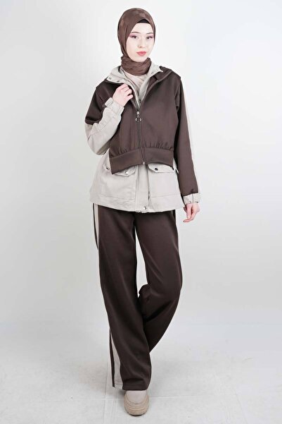 03KIZKULESITEKS طقم تيسيتير بغطاء مزدوج بغطاء رأس كريم ترينكانج ثنائي