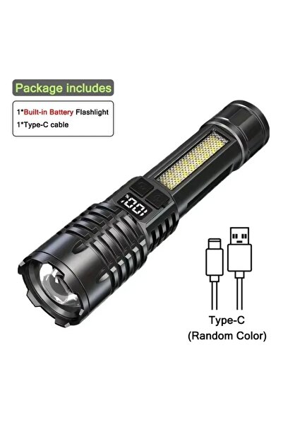 Choice Black Tactical LED Flashlight High Power USB Rechargeable Camping Torc...