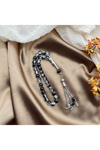 Choice 1PC Black New 33 Beads 8mm Cracked Glass Tasbih, Muslim Prayer Beads f...