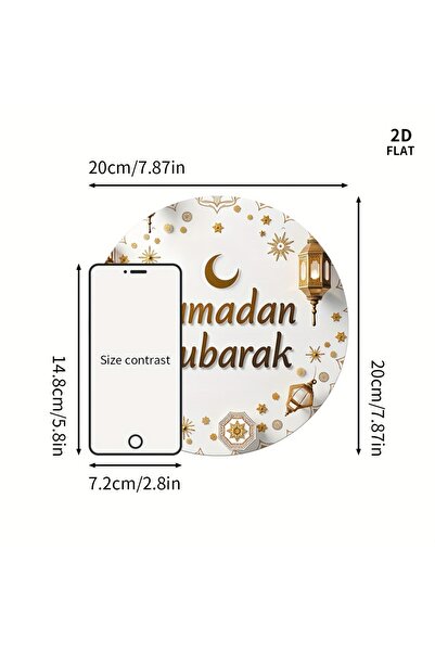 Choice 20x20cm Deep Sapphire Ramadan Kareem Hanging Door Sign Floral Decor wi...
