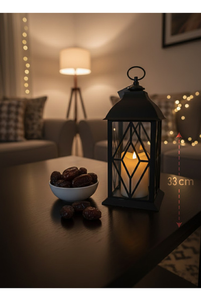 co arma Large LED lantern, 32 cm tall, suitable for Ramadan atmosphere, opera...