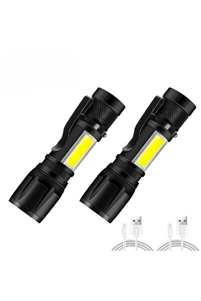 Choice مصباح يدوي صغير قابل لإعادة الشحن مزود ببطارية مدمجة، قطعتين، مزود بإض...