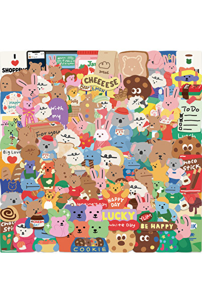 Choice 100PCS 100pcs Cute Korean Bear Stickers Vinyl Waterproof Stickers for ...
