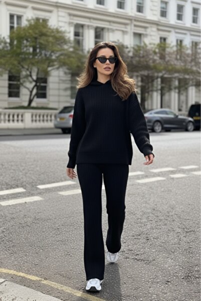 eyyebelle Women's Hooded Sweat Interlock Double Set