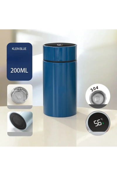 Choice كوب ماء من الفولاذ المقاوم للصدأ الأزرق الداكن سعة 200 مل، حافظ للحرارة